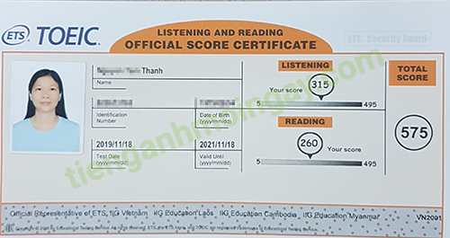 Bảng điểm Toeic