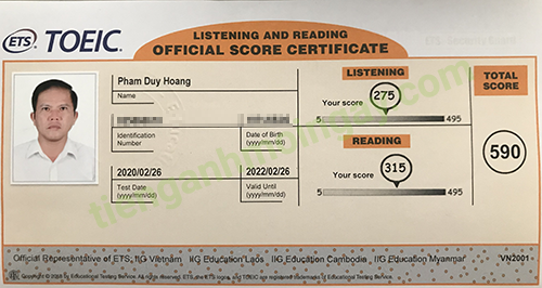 Bảng điểm Toeic
