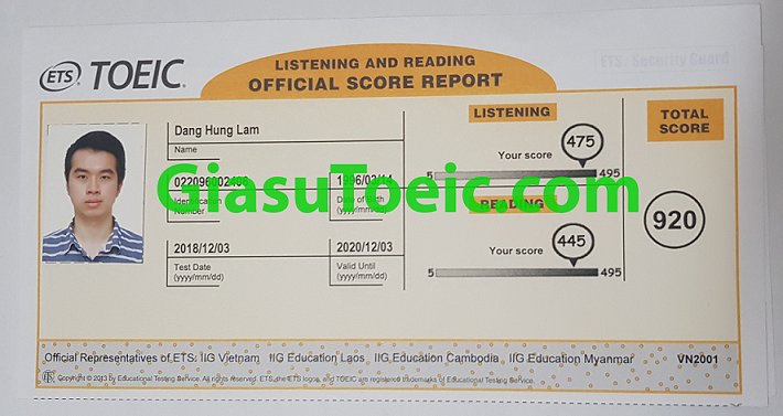 Kết quả thi TOEIC của học viên