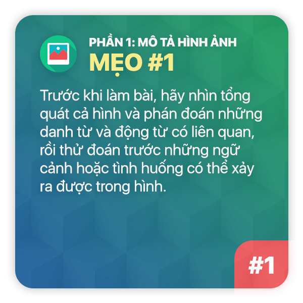 Mẹo thi TOEIC Phần 1: Mẹo 1
