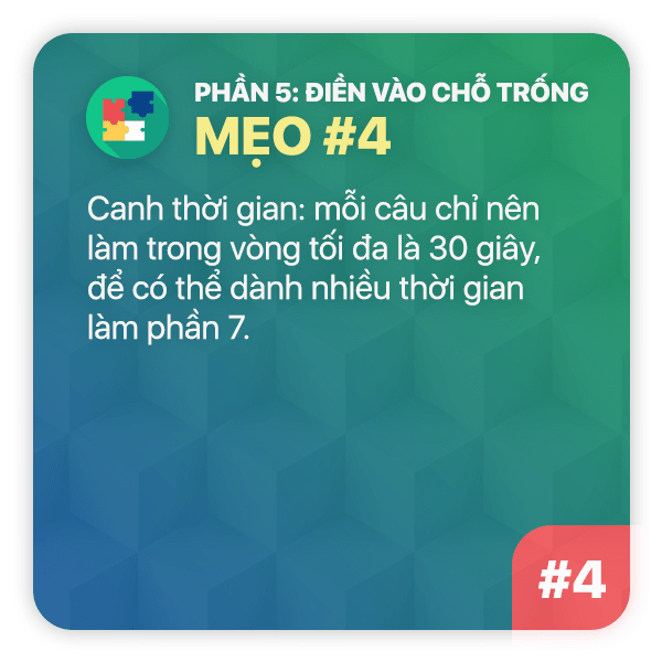 Mẹo thi TOEIC Phần 5: Mẹo 4