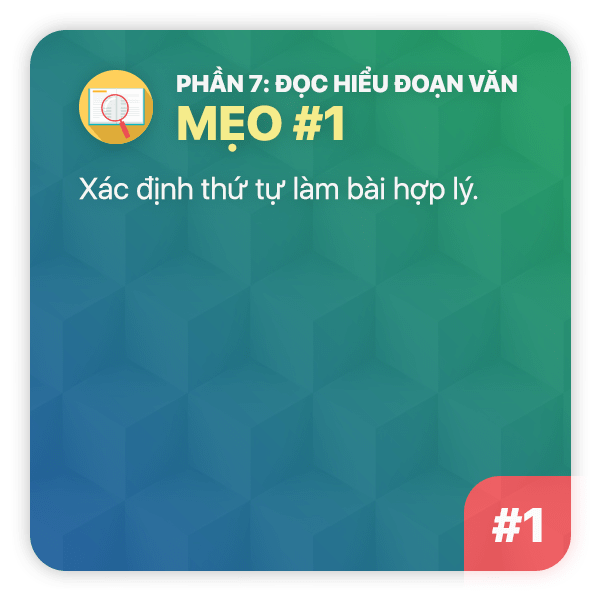Mẹo thi TOEIC Phần 7: Mẹo 1