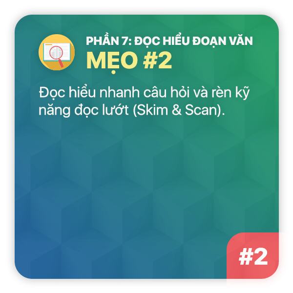 Mẹo thi TOEIC Phần 7: Mẹo 2