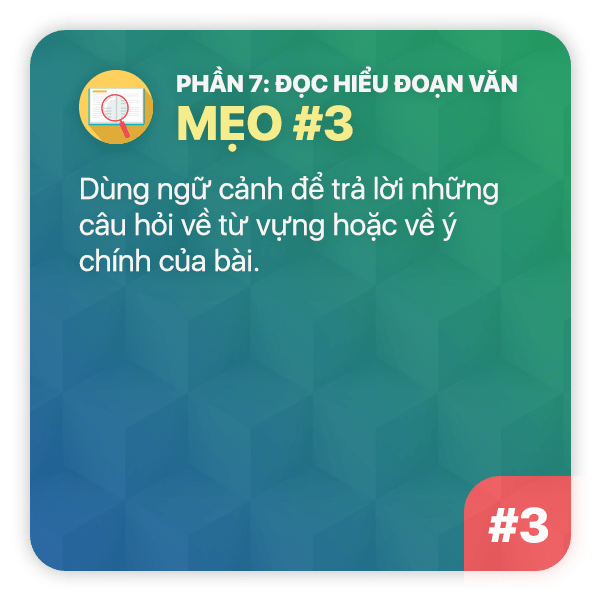 Mẹo thi TOEIC Phần 7: Mẹo 3