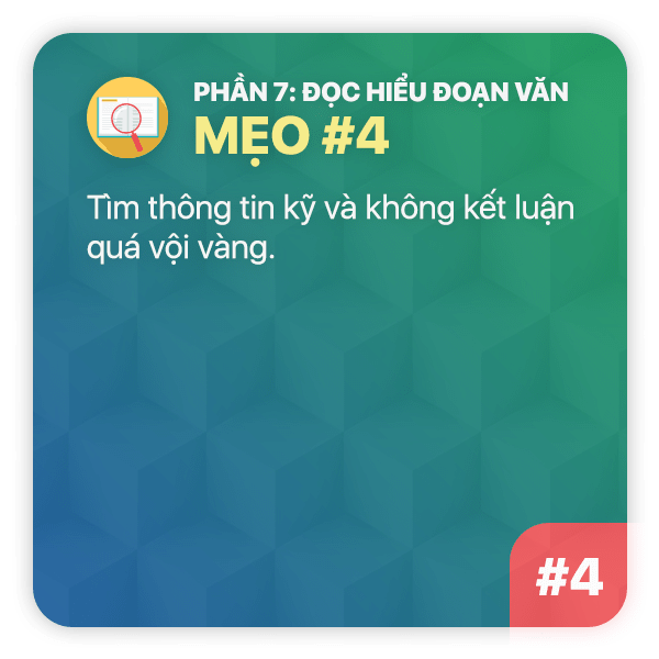Mẹo thi TOEIC Phần 7: Mẹo 4