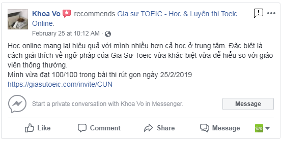 Review của học viên ngày 11/02/2019